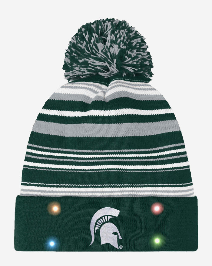 Michigan State Spartans Horizontal Stripe Light Up Beanie FOCO - FOCO.com