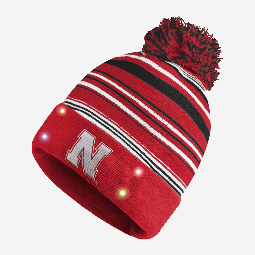 Nebraska Cornhuskers Horizontal Stripe Light Up Beanie FOCO - FOCO.com