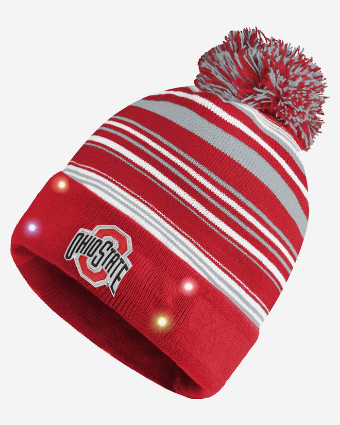 Ohio State Buckeyes Horizontal Stripe Light Up Beanie FOCO - FOCO.com