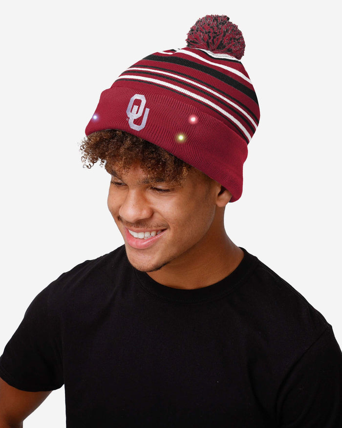 Oklahoma Sooners Horizontal Stripe Light Up Beanie FOCO - FOCO.com