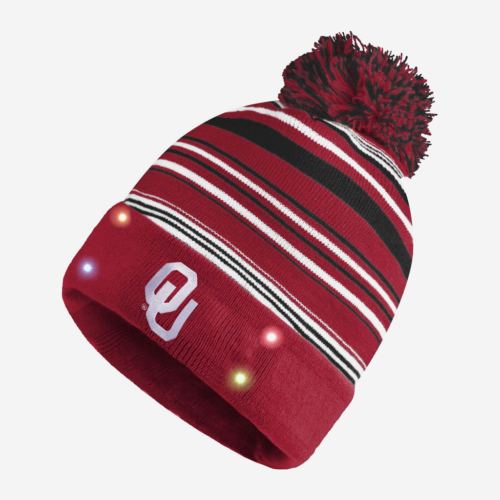 Oklahoma Sooners Horizontal Stripe Light Up Beanie FOCO - FOCO.com