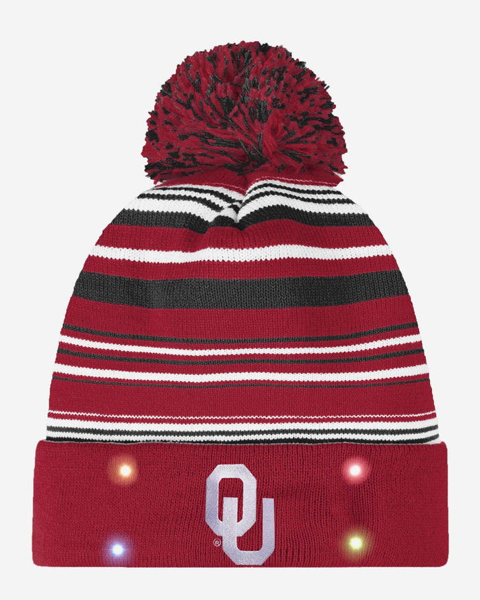 Oklahoma Sooners Horizontal Stripe Light Up Beanie FOCO - FOCO.com