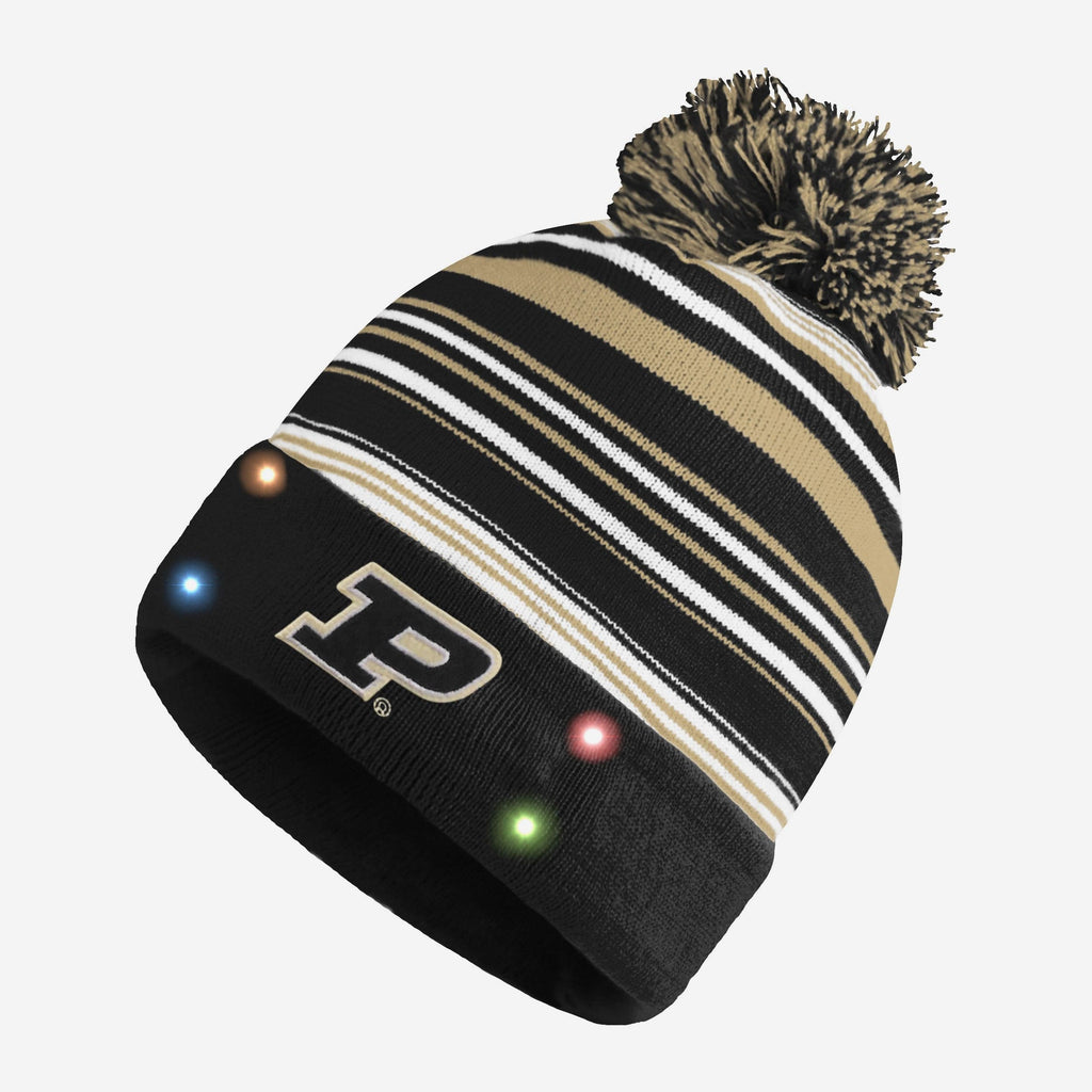 Purdue Boilermakers Horizontal Stripe Light Up Beanie FOCO - FOCO.com