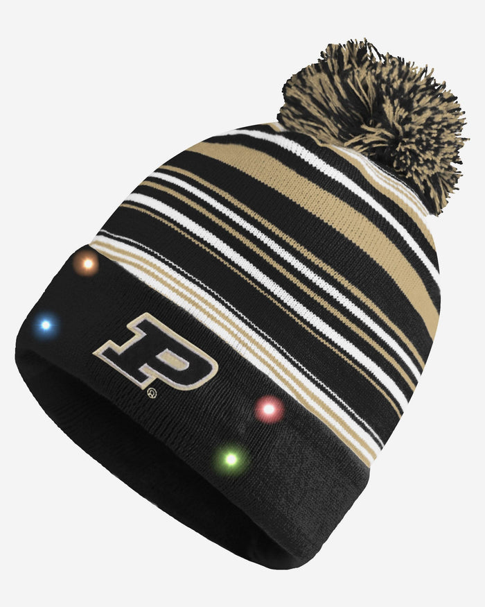 Purdue Boilermakers Horizontal Stripe Light Up Beanie FOCO - FOCO.com