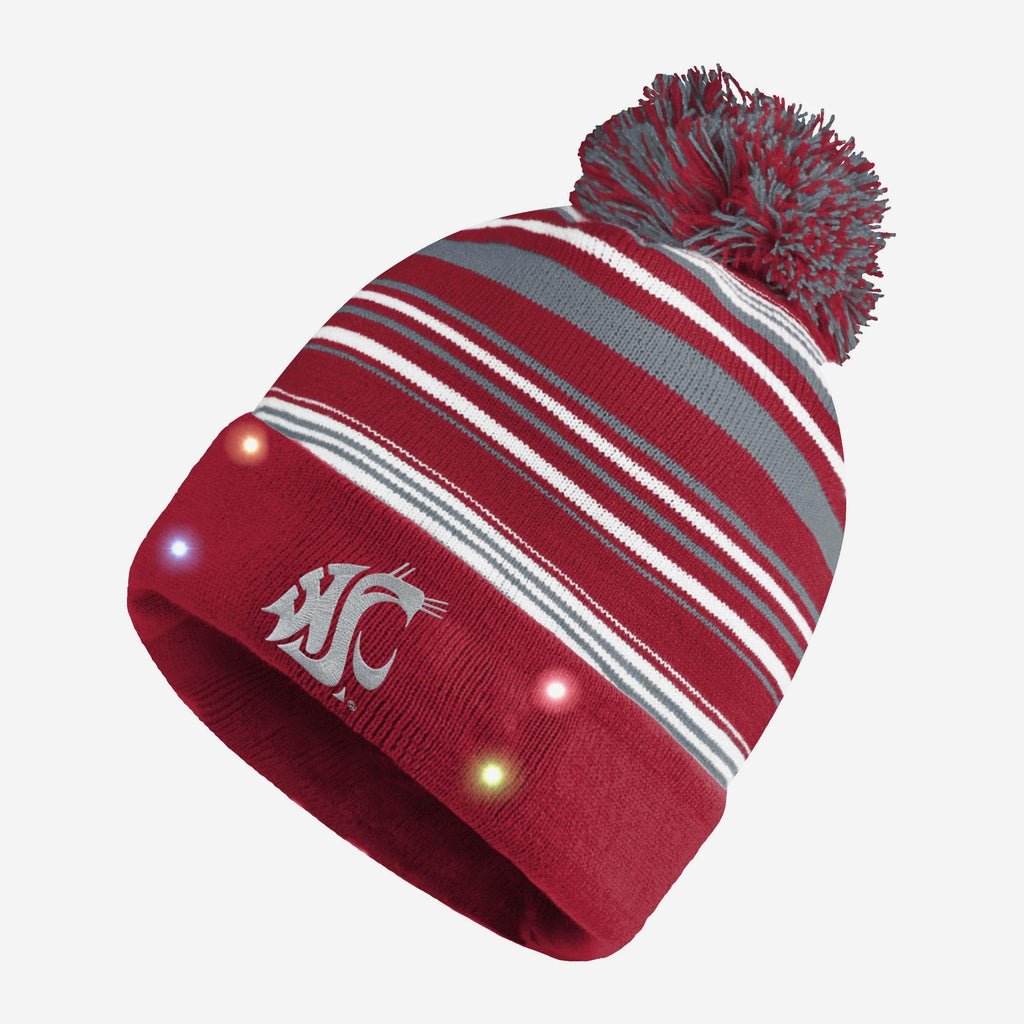 Washington State Cougars Horizontal Stripe Light Up Beanie FOCO - FOCO.com