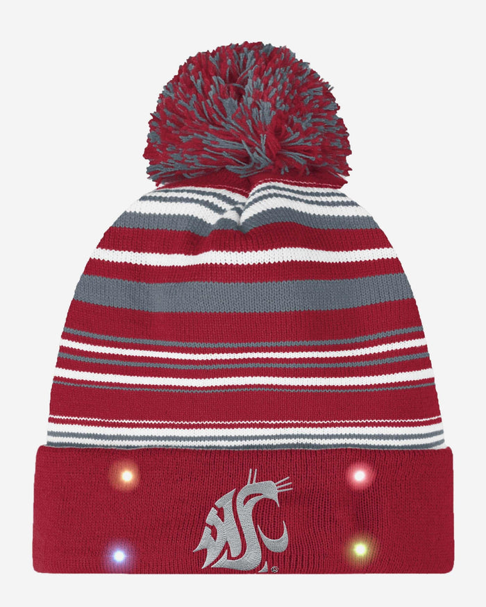 Washington State Cougars Horizontal Stripe Light Up Beanie FOCO - FOCO.com