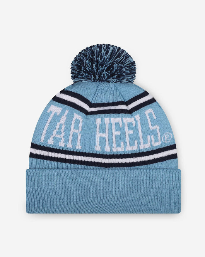 North Carolina Tar Heels Primary Stripe Pom Beanie FOCO - FOCO.com