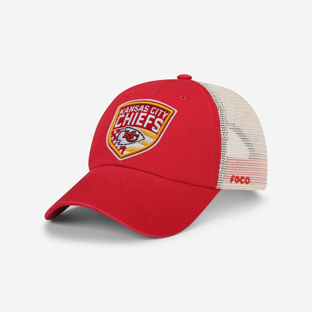 Kansas City Chiefs Americana Patch Casual Trucker Cap FOCO - FOCO.com