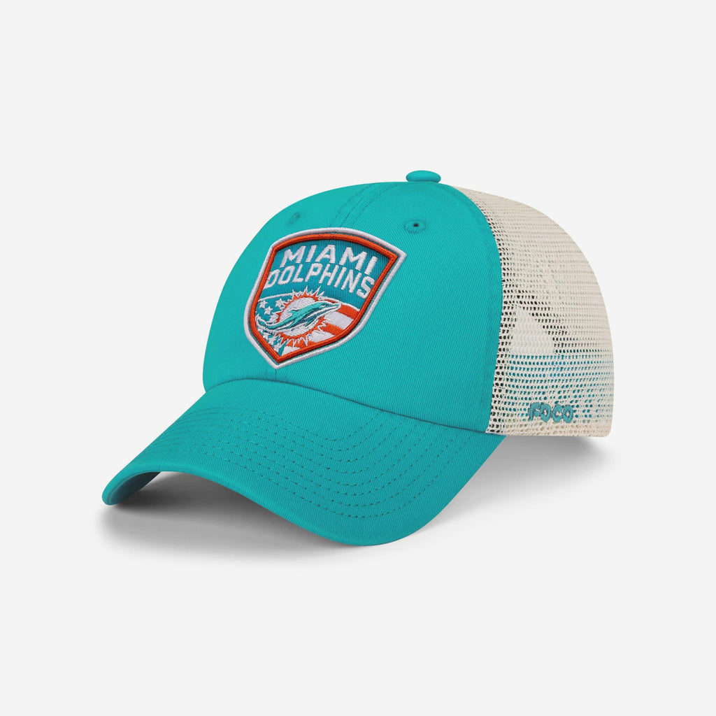 Miami Dolphins Americana Patch Casual Trucker Cap FOCO - FOCO.com