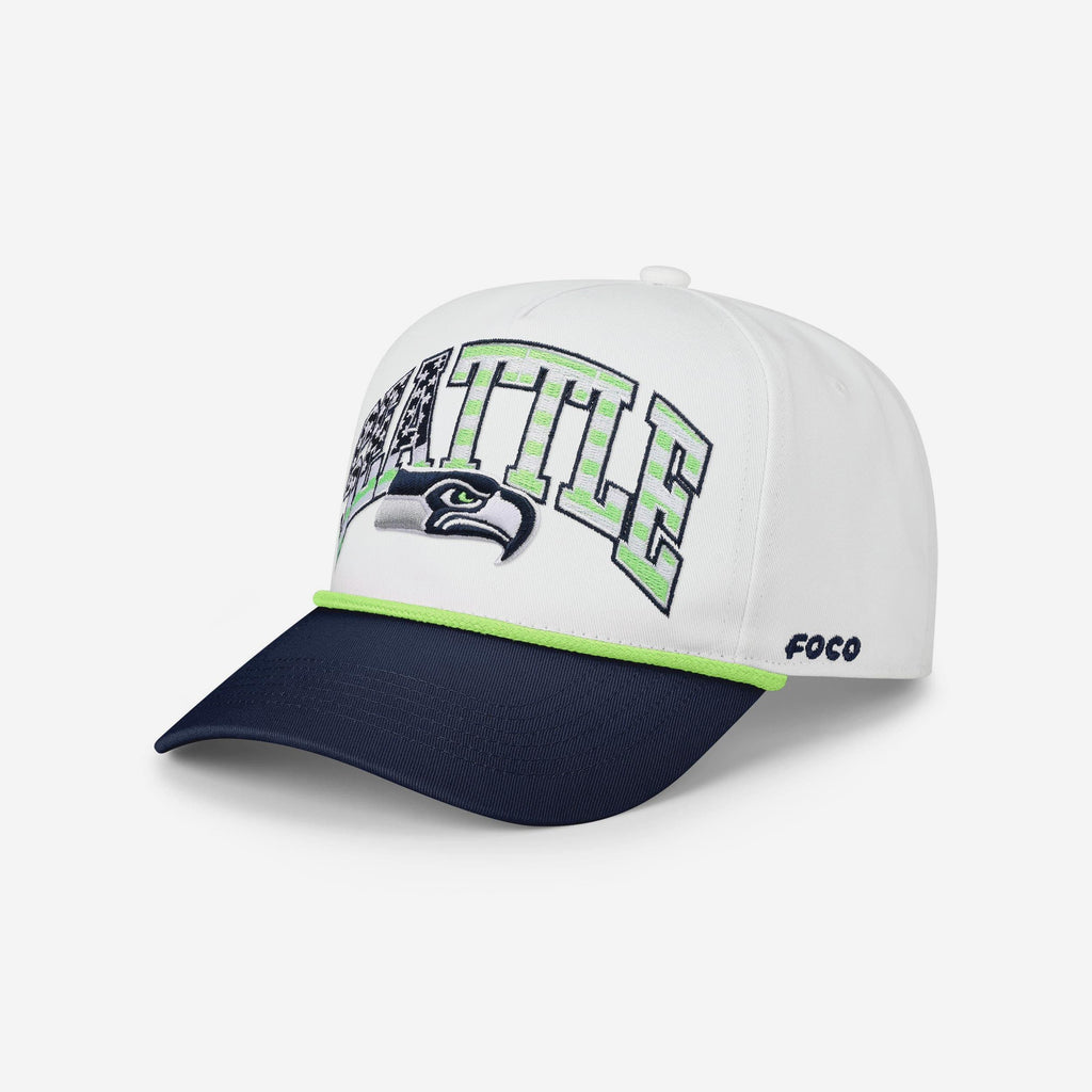 Seattle Seahawks Americana Wordmark Marquee RF Cap FOCO - FOCO.com