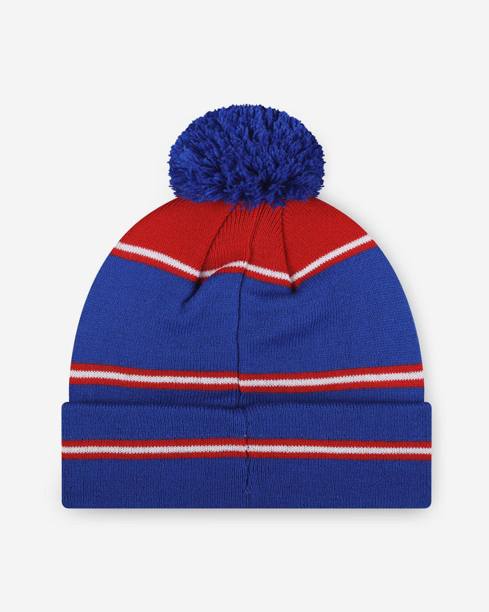 Buffalo Bills Big Wordmark Stripe Pom Beanie FOCO - FOCO.com