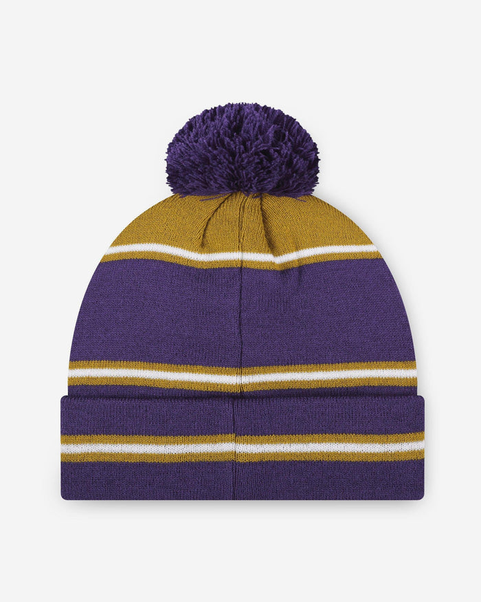 Baltimore Ravens Big Wordmark Stripe Pom Beanie FOCO - FOCO.com