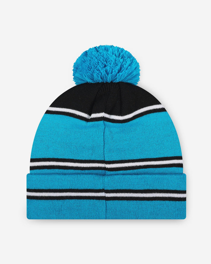 Carolina Panthers Big Wordmark Stripe Pom Beanie FOCO - FOCO.com