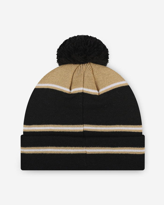 New Orleans Saints Big Wordmark Stripe Pom Beanie FOCO - FOCO.com