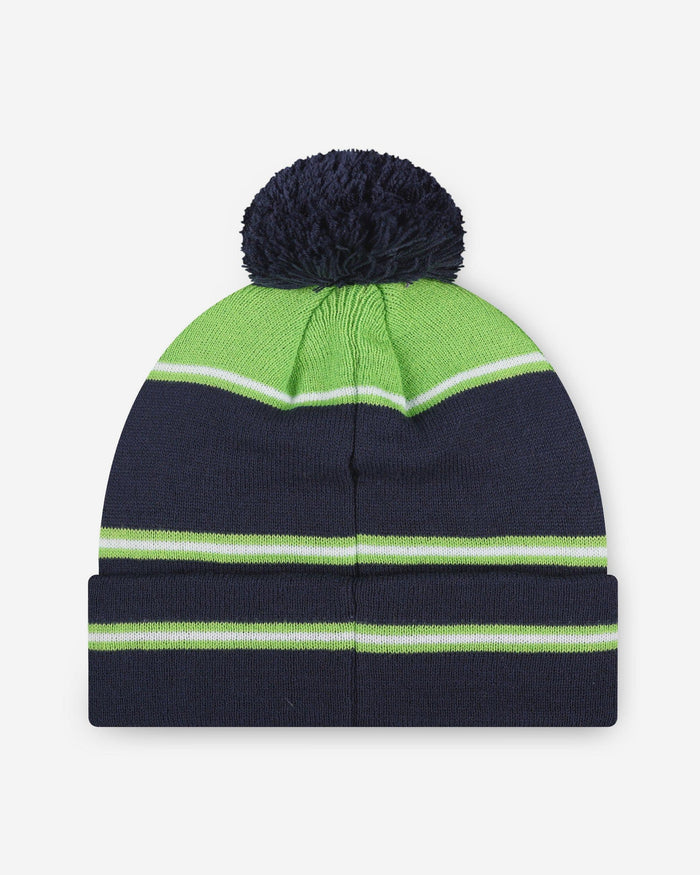 Seattle Seahawks Big Wordmark Stripe Pom Beanie FOCO - FOCO.com