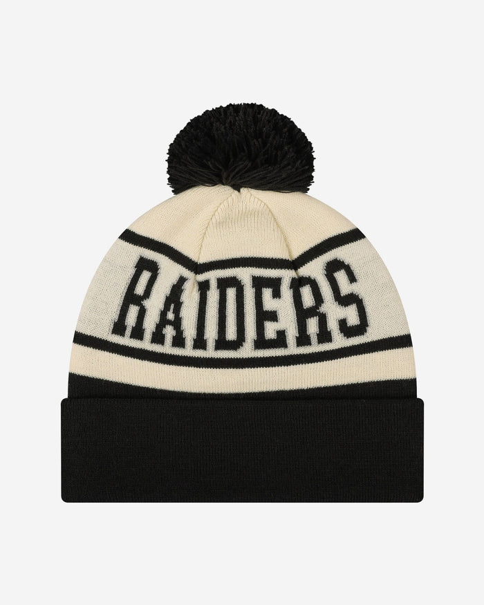 Las Vegas Raiders Heritage Stripe Retro Logo Pom Beanie FOCO - FOCO.com