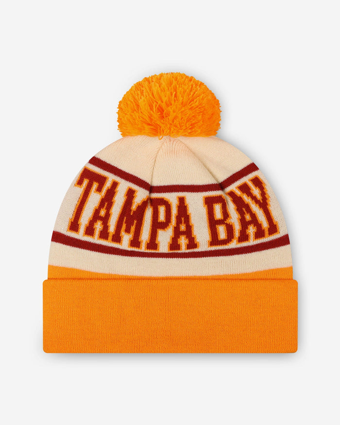 Tampa Bay Buccaneers Heritage Stripe Retro Logo Pom Beanie FOCO - FOCO.com