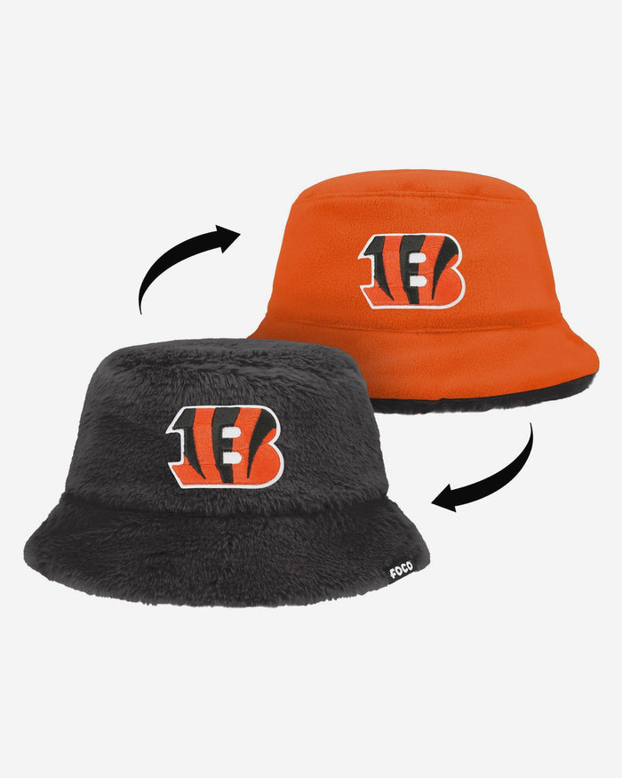 Cincinnati Bengals Reversible Faux Fur Bucket Hat FOCO - FOCO.com