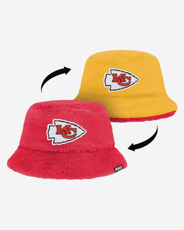 Kansas City Chiefs Reversible Faux Fur Bucket Hat FOCO - FOCO.com