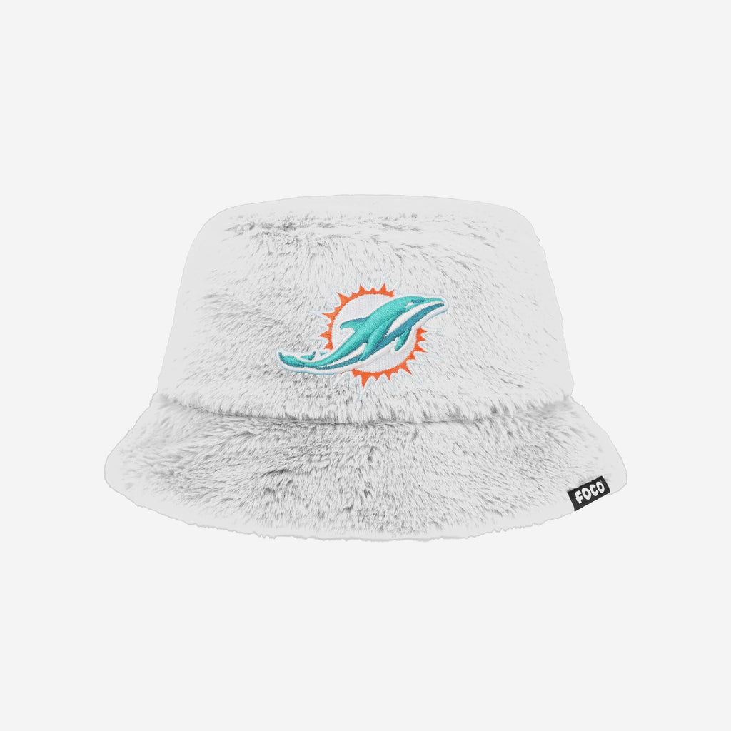 Miami Dolphins Reversible Faux Fur Bucket Hat FOCO - FOCO.com