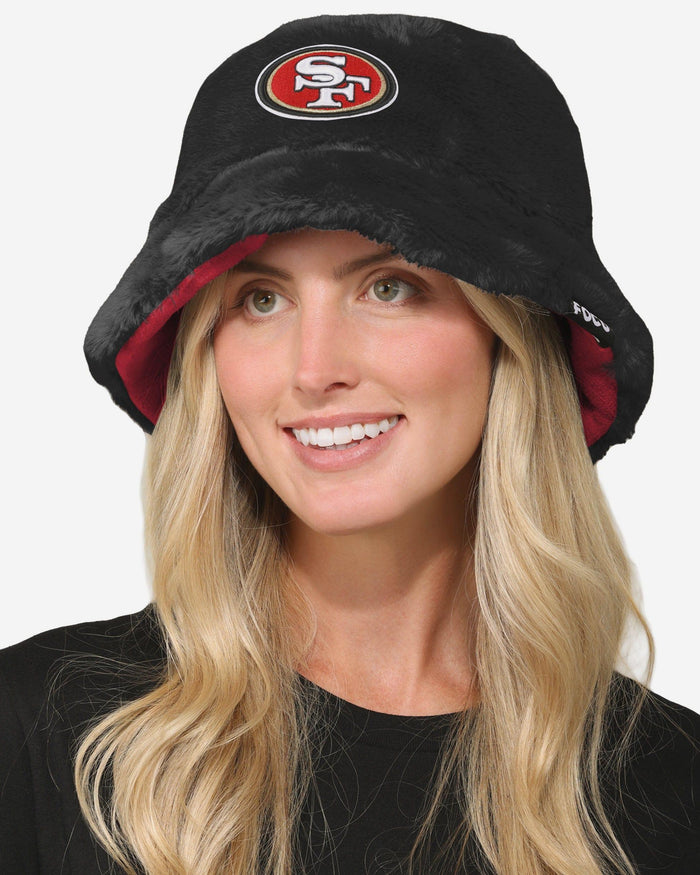 San Francisco 49ers Reversible Faux Fur Bucket Hat FOCO - FOCO.com
