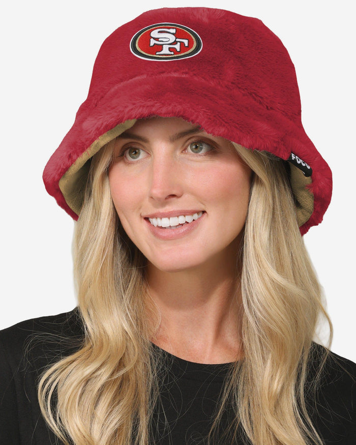 San Francisco 49ers Reversible Faux Fur Bucket Hat FOCO - FOCO.com