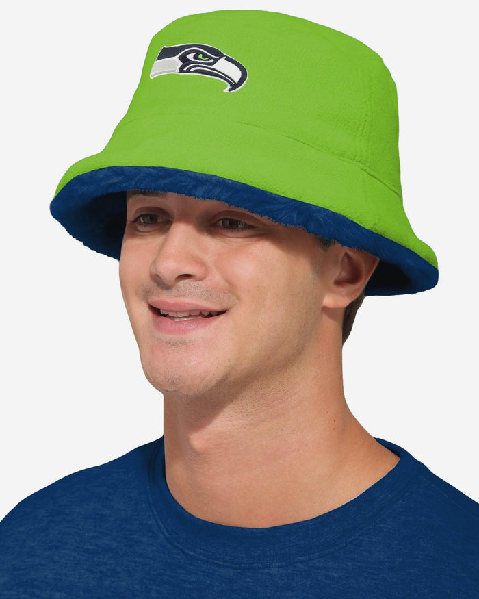 Seattle Seahawks Reversible Faux Fur Bucket Hat FOCO - FOCO.com