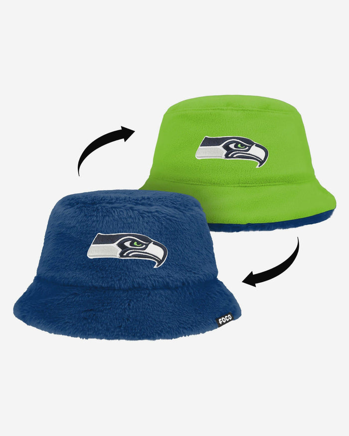 Seattle Seahawks Reversible Faux Fur Bucket Hat FOCO - FOCO.com