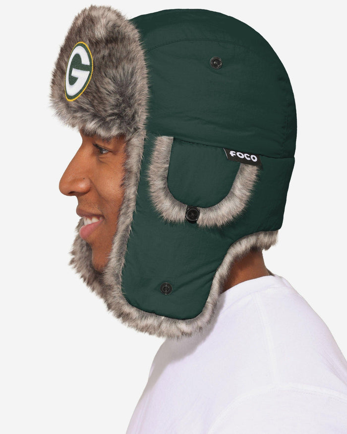 Green Bay Packers Faux Fur Trapper Hat FOCO - FOCO.com