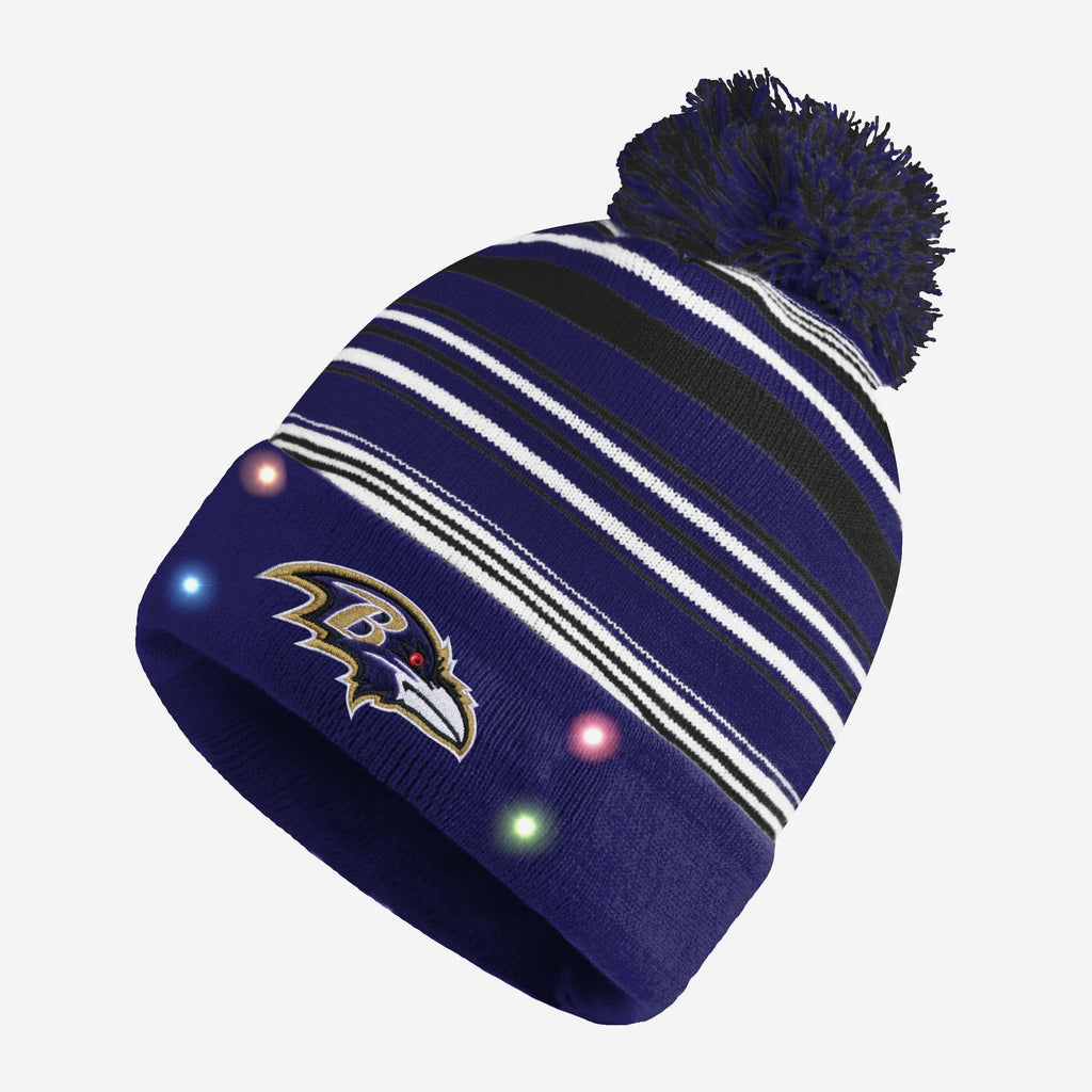 Baltimore Ravens Horizontal Stripe Light Up Beanie FOCO - FOCO.com