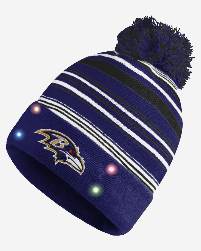 Baltimore Ravens Horizontal Stripe Light Up Beanie FOCO - FOCO.com