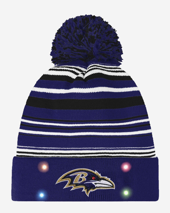 Baltimore Ravens Horizontal Stripe Light Up Beanie FOCO - FOCO.com