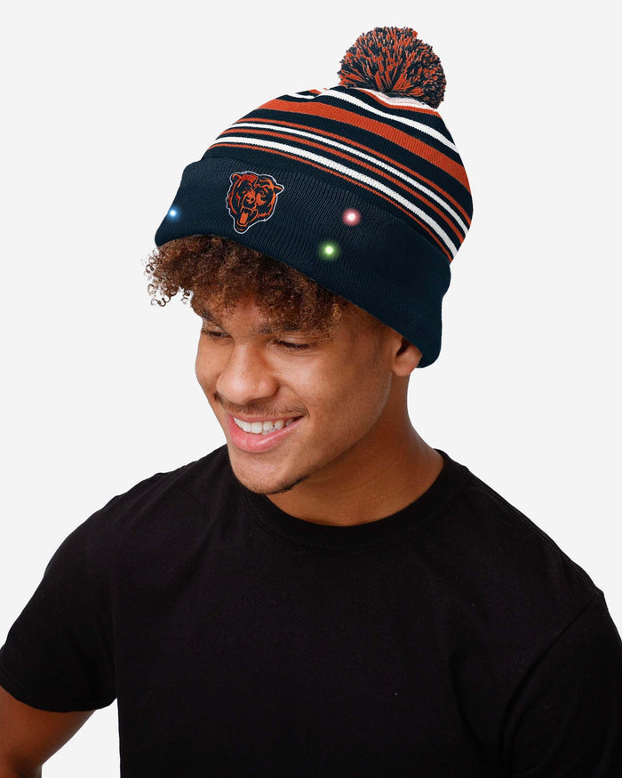 Chicago Bears Horizontal Stripe Light Up Beanie FOCO - FOCO.com