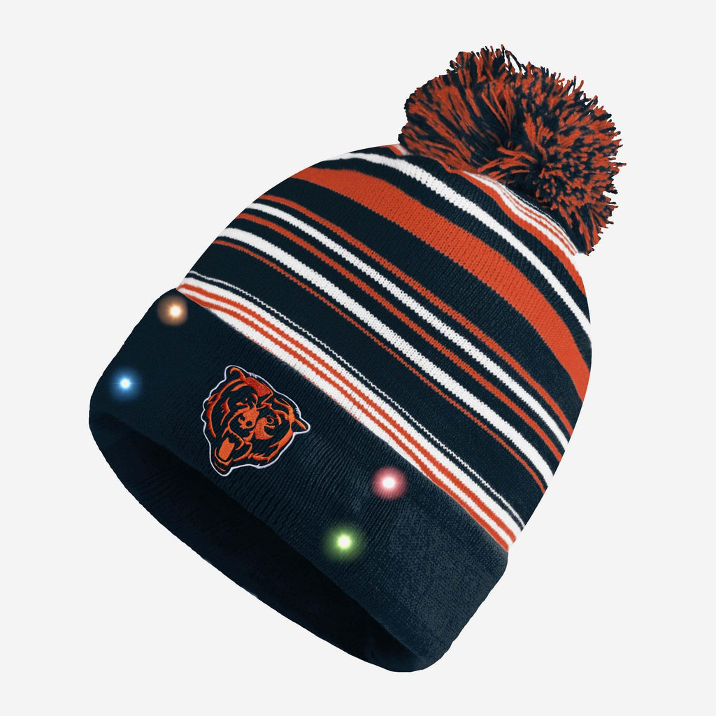 Chicago Bears Horizontal Stripe Light Up Beanie FOCO - FOCO.com