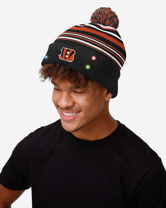 Cincinnati Bengals Horizontal Stripe Light Up Beanie FOCO - FOCO.com