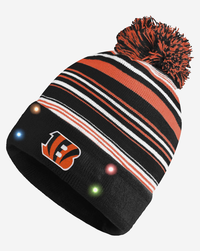 Cincinnati Bengals Horizontal Stripe Light Up Beanie FOCO - FOCO.com