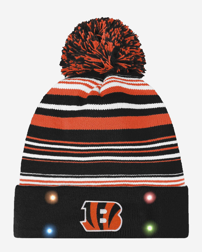 Cincinnati Bengals Horizontal Stripe Light Up Beanie FOCO - FOCO.com