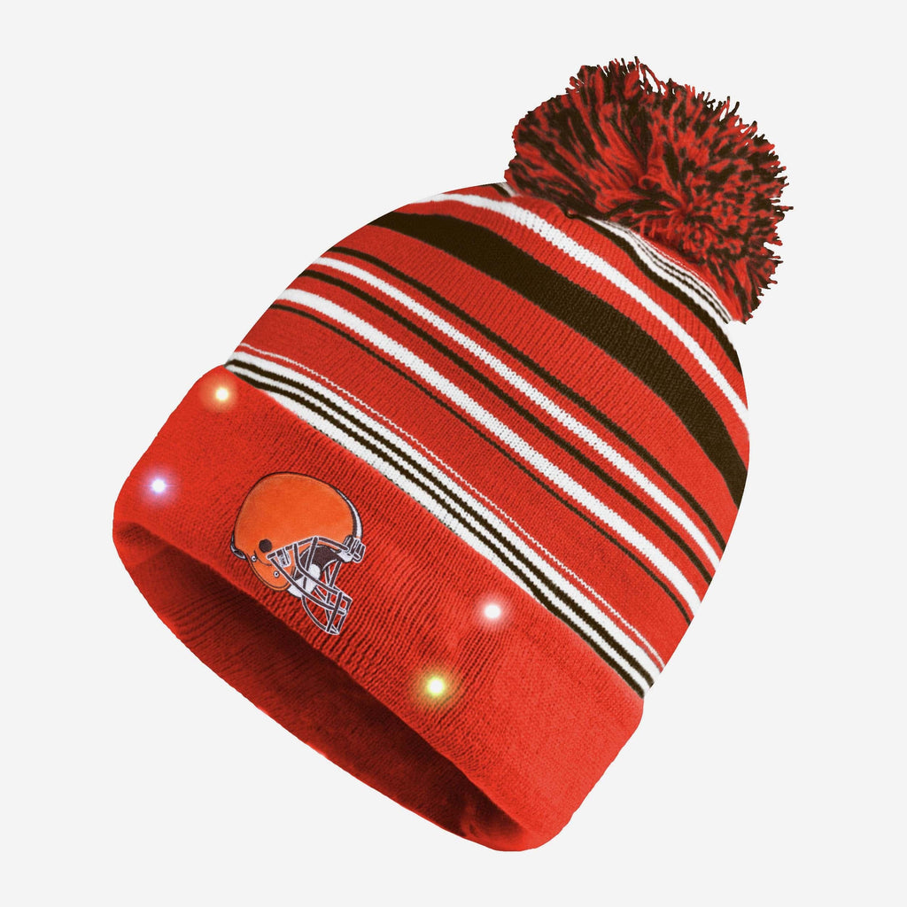 Cleveland Browns Horizontal Stripe Light Up Beanie FOCO - FOCO.com