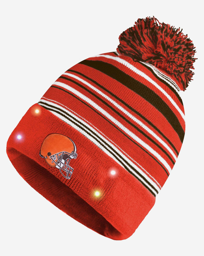 Cleveland Browns Horizontal Stripe Light Up Beanie FOCO - FOCO.com