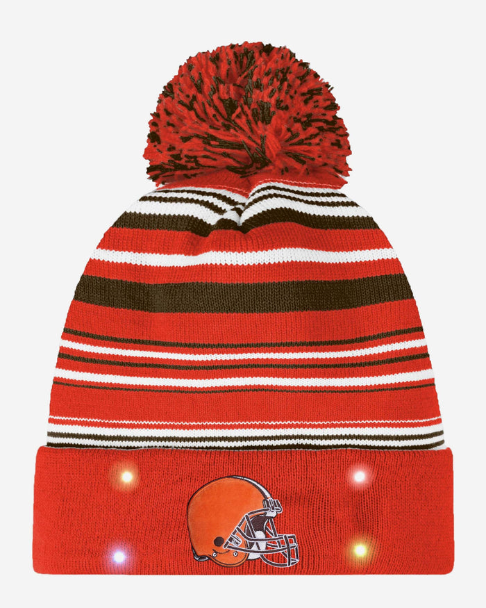 Cleveland Browns Horizontal Stripe Light Up Beanie FOCO - FOCO.com