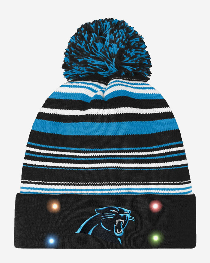 Carolina Panthers Horizontal Stripe Light Up Beanie FOCO - FOCO.com