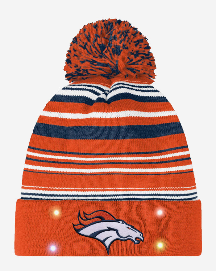 Denver Broncos Horizontal Stripe Light Up Beanie FOCO - FOCO.com