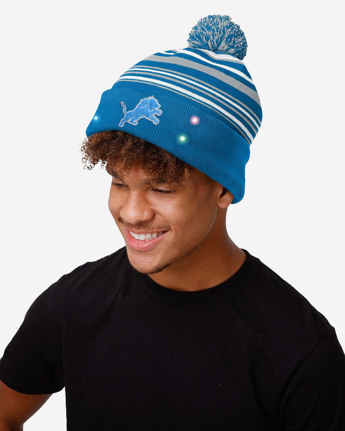 Detroit Lions Horizontal Stripe Light Up Beanie FOCO - FOCO.com