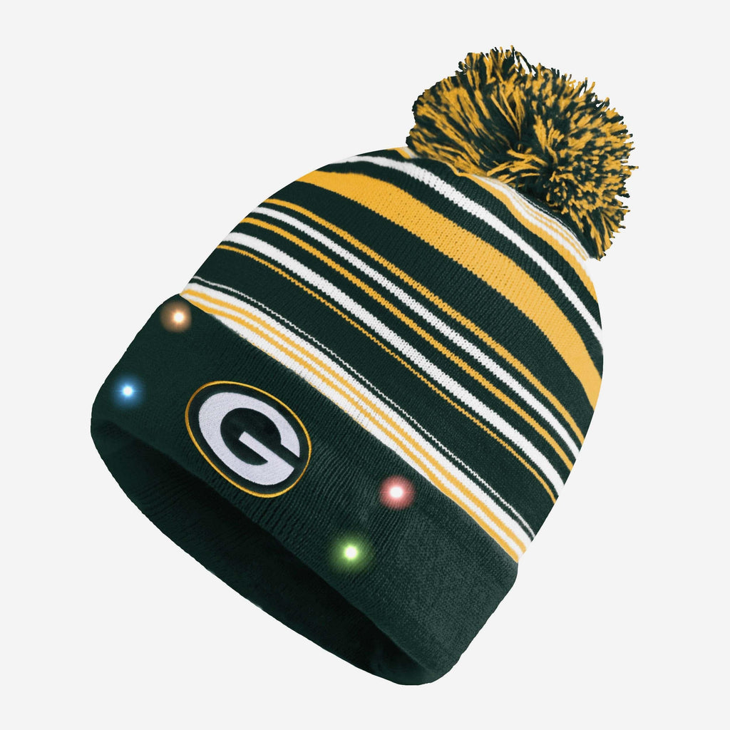 Green Bay Packers Horizontal Stripe Light Up Beanie FOCO - FOCO.com