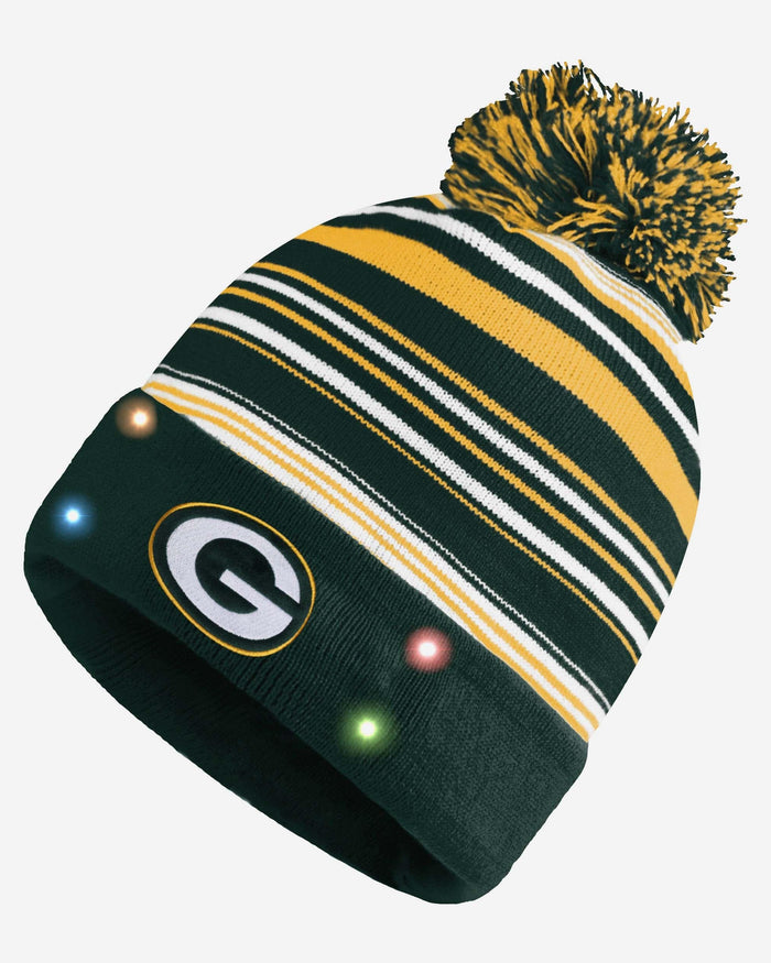 Green Bay Packers Horizontal Stripe Light Up Beanie FOCO - FOCO.com