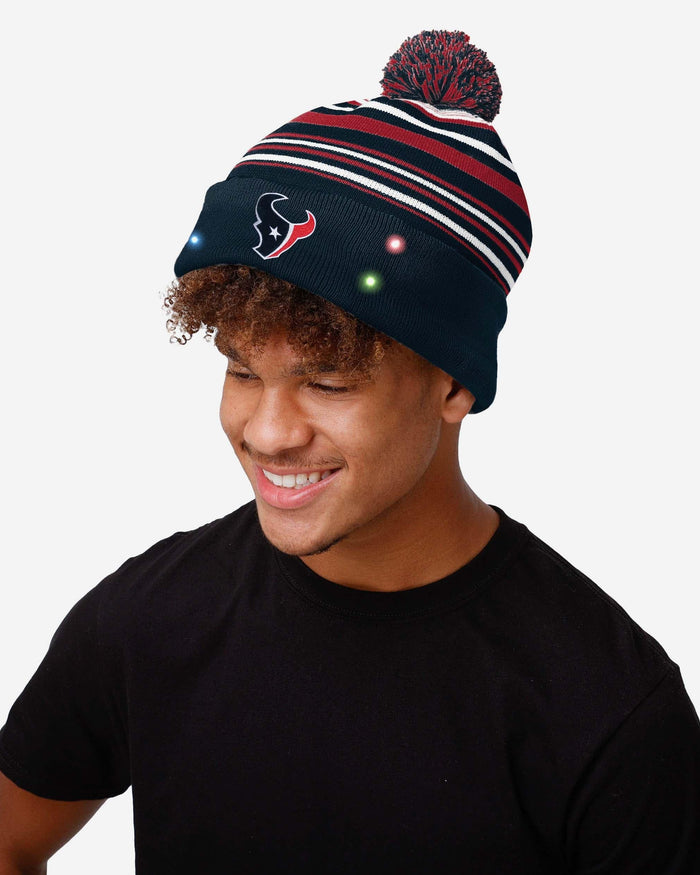 Houston Texans Horizontal Stripe Light Up Beanie FOCO - FOCO.com