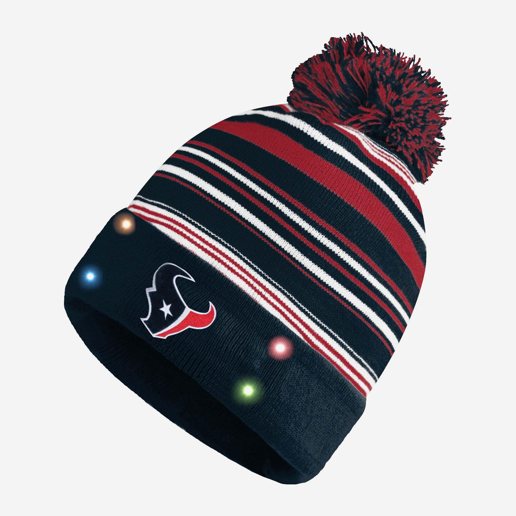 Houston Texans Horizontal Stripe Light Up Beanie FOCO - FOCO.com