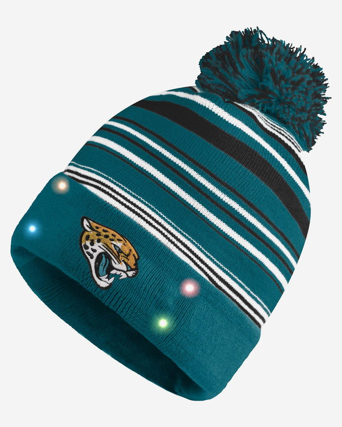 Jacksonville Jaguars Horizontal Stripe Light Up Beanie FOCO - FOCO.com