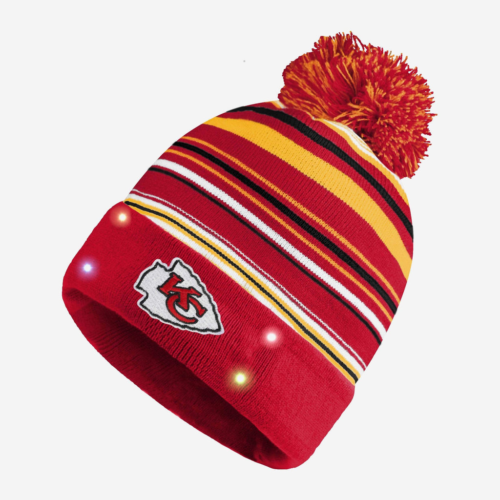 Kansas City Chiefs Horizontal Stripe Light Up Beanie FOCO - FOCO.com