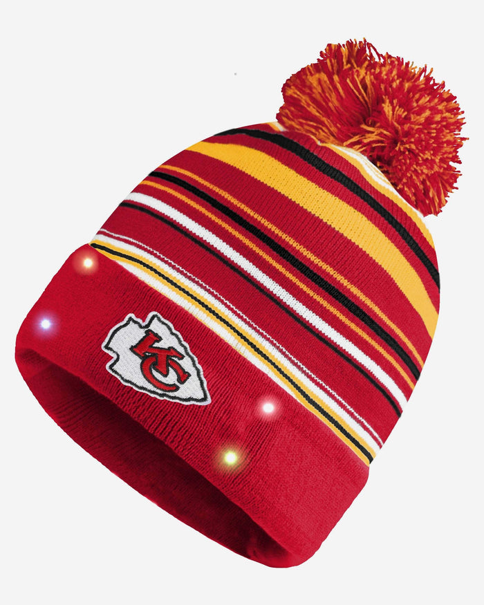 Kansas City Chiefs Horizontal Stripe Light Up Beanie FOCO - FOCO.com